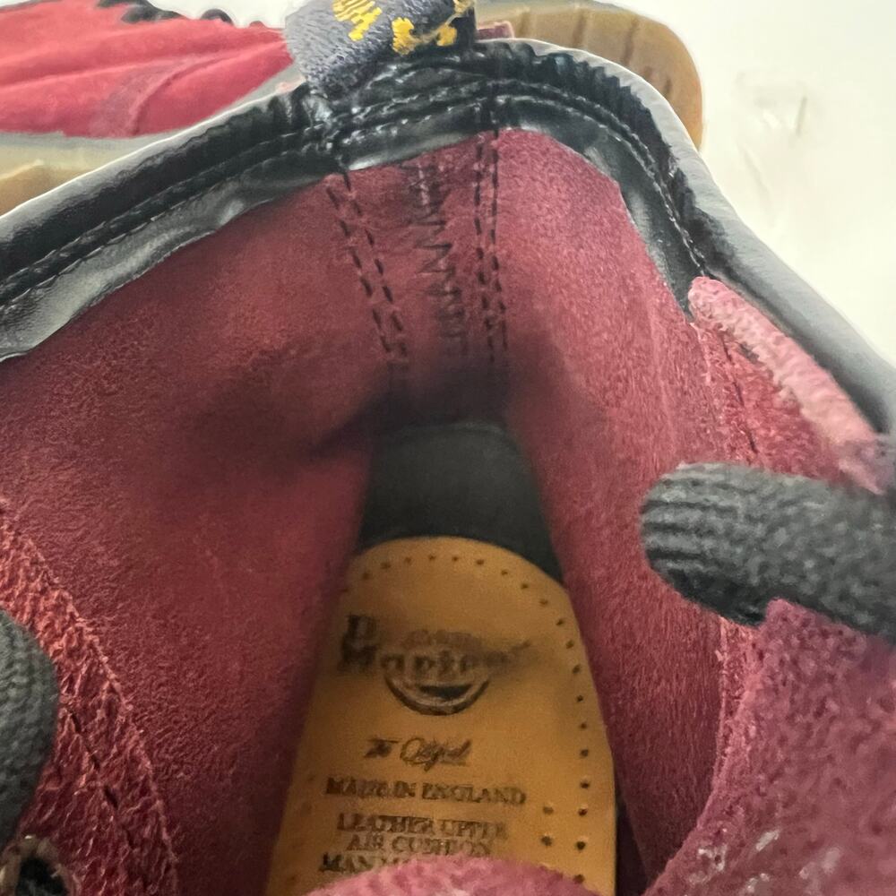 Vintage Dr. Martens Made In England Dark Red Suede Lace Up 6 Eye Boots Size 6 US - Picture 7 of 13